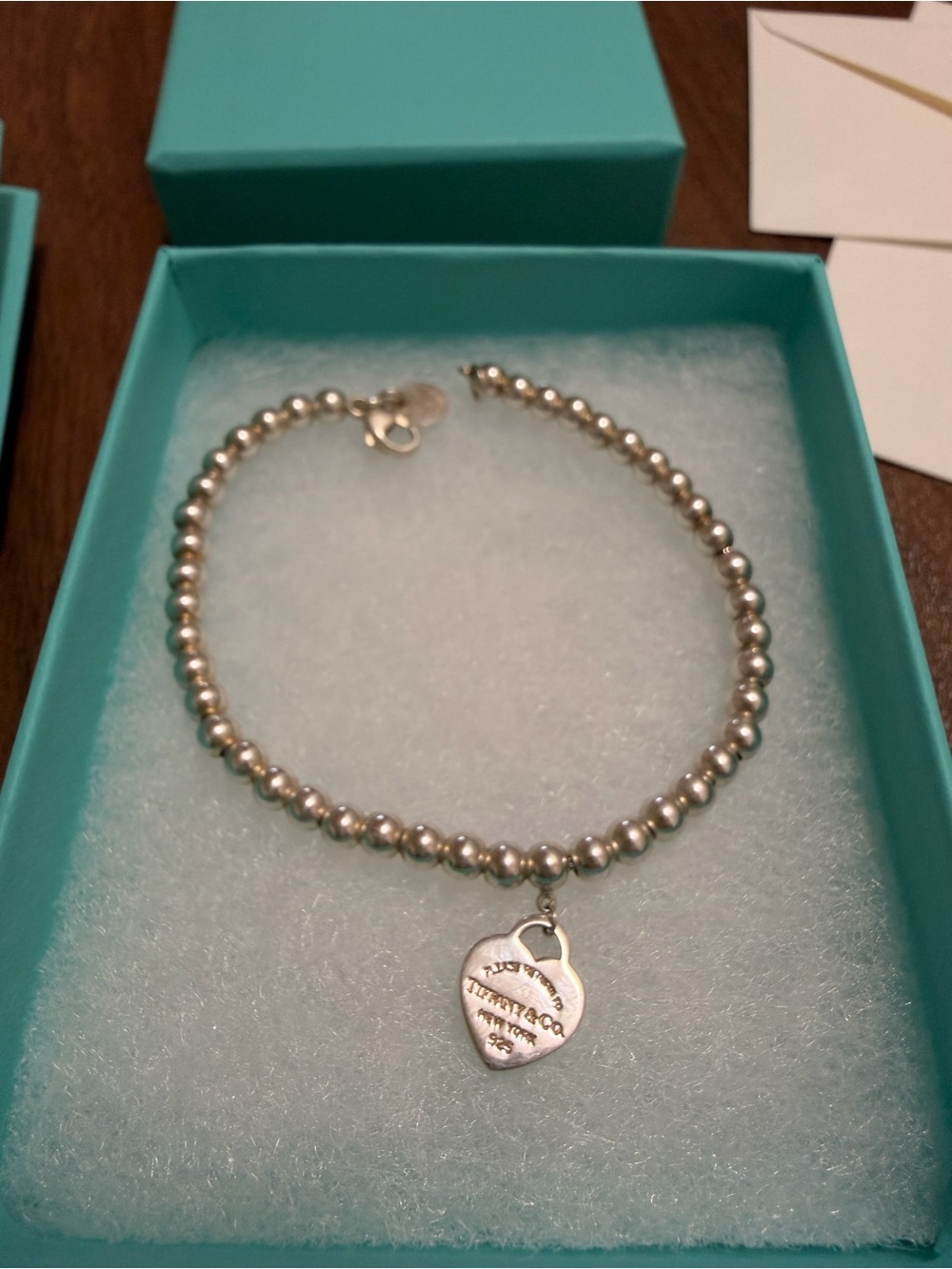 Tiffany & Co. Return to Tiffany Heart Tag 4mm Bead Bracelet Sterling Silver 7” - Picture 4 of 10